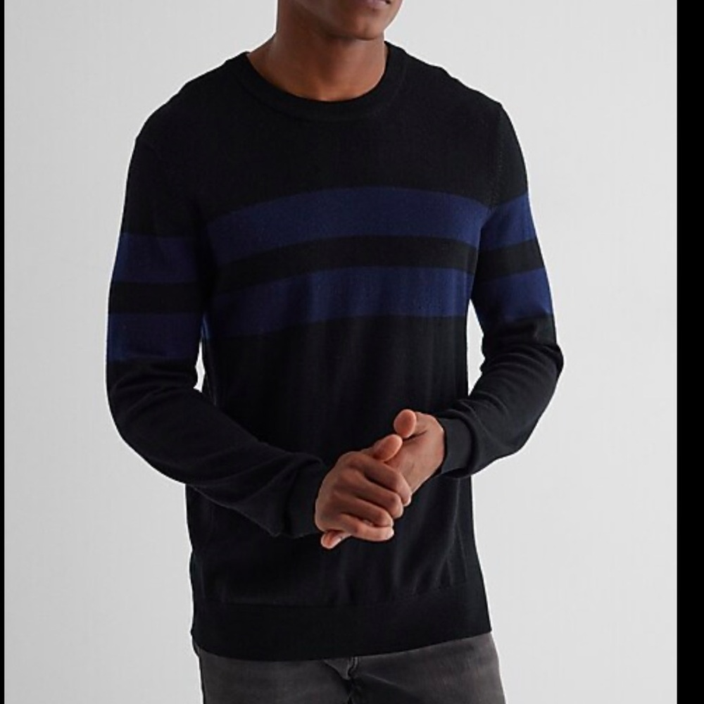 Express Striped Crew Neck Merino Wool Sweater - Size S